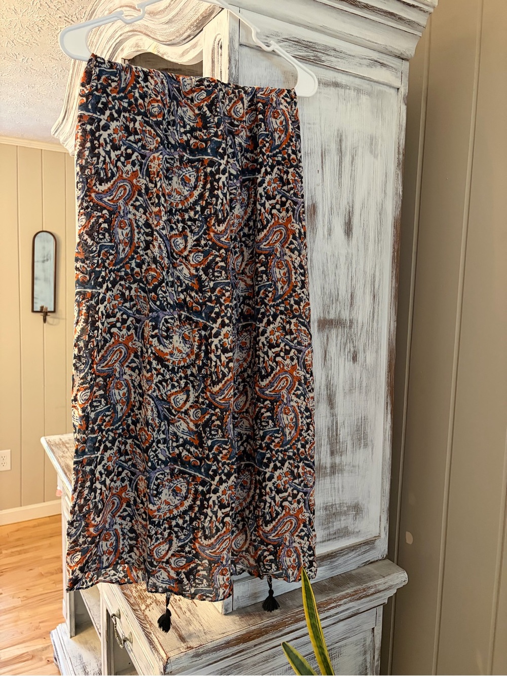 Fat Face Boho Paisley Floral Tassel Scarf Wrap Multi approximately 4‘ x 5‘